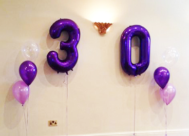 Large foil number balloons with latex bunches