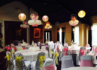 Venue dressing with floating balloons