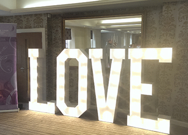 Large love letters with lights