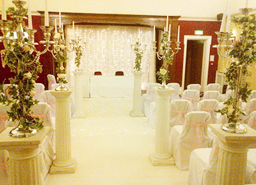 Candelabras and chair covers