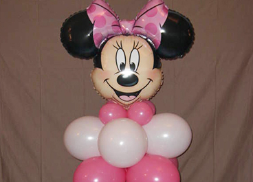 Mini mouse foil balloon with latex balloon pillar